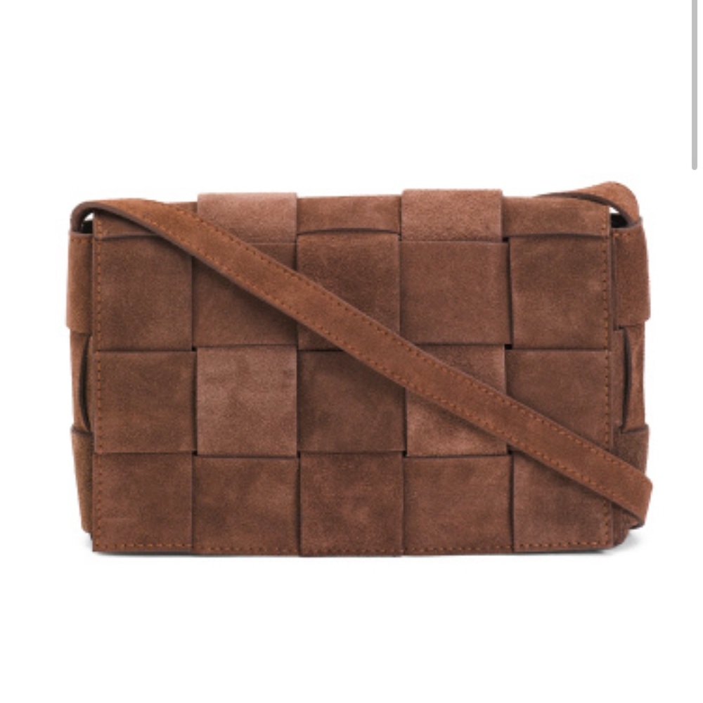 Isadora Brown Woven Italian Leather Crossbody Bag